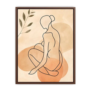 Minimalist line art woman canvas for modern living room decor.