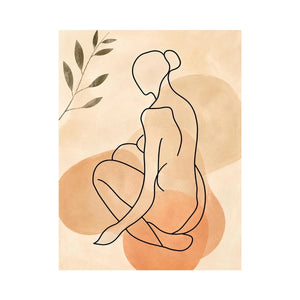 Minimalist line art woman canvas for modern living room decor.