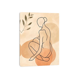 Minimalist line art woman canvas for modern living room decor.