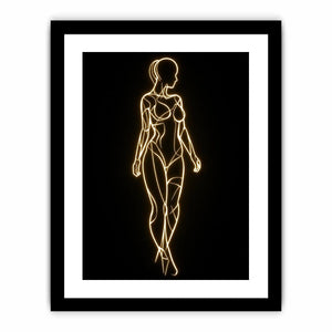 Glowing feminine line art canvas for modern luxury bedroom wall decor.