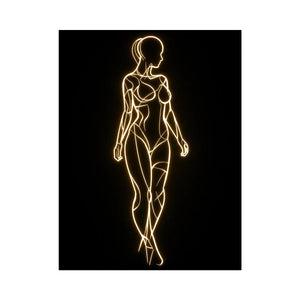 Glowing feminine line art canvas for modern luxury bedroom wall decor.