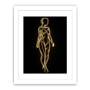 Glowing feminine line art canvas for modern luxury bedroom wall decor.