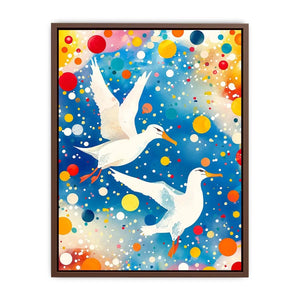 Colorful abstract bird canvas art with vibrant modern contemporary decor style.