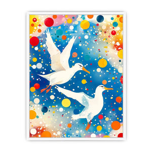 Colorful abstract bird canvas art with vibrant modern contemporary decor style.