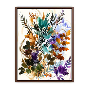 Abstract botanical watercolor canvas art for elegant modern living room decor.