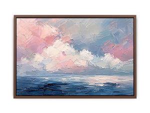 Pastel abstract seascape canvas art for serene living room or bedroom wall decor.
