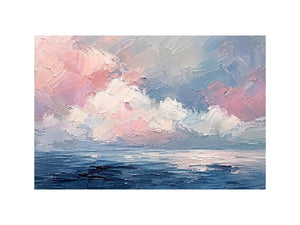 Pastel abstract seascape canvas art for serene living room or bedroom wall decor.