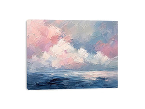 Pastel abstract seascape canvas art for serene living room or bedroom wall decor.