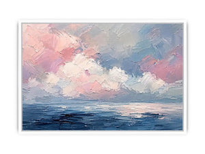 Pastel abstract seascape canvas art for serene living room or bedroom wall decor.