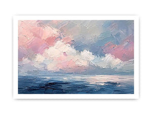 Pastel abstract seascape canvas art for serene living room or bedroom wall decor.