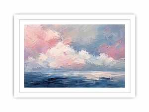 Pastel abstract seascape canvas art for serene living room or bedroom wall decor.