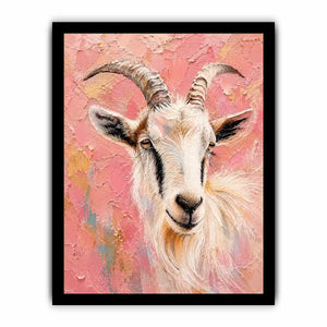 Blush goat portrait canvas art for whimsical farmhouse bedroom or nursery decor.