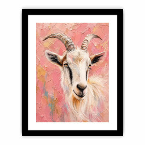 Blush goat portrait canvas art for whimsical farmhouse bedroom or nursery decor.