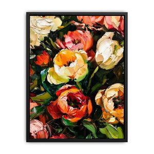 Luxury floral impasto canvas art for elegant living room or dining room wall decor.