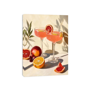 Citrus cocktail still life canvas art for elegant kitchen or dining room decor.