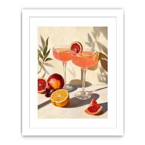 Citrus cocktail still life canvas art for elegant kitchen or dining room decor.