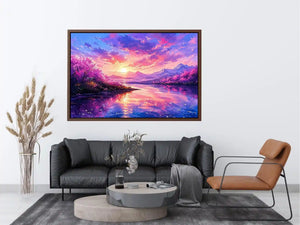Fantasy cherry blossom landscape canvas art for vibrant living room or gaming room decor.