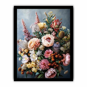 Luxury botanical floral canvas art for elegant dining room or living room decor.