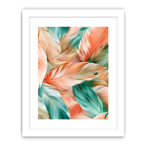 Soft tropical feather abstract canvas art for modern coastal living room decor.