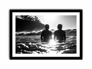 Black and white coastal ocean photography canvas art for modern living room and luxury bedroom decor.