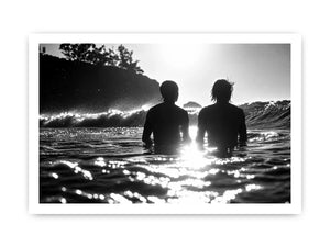 Black and white coastal ocean photography canvas art for modern living room and luxury bedroom decor.