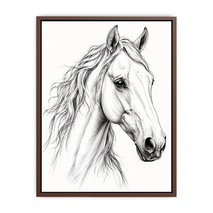 Minimalist horse line art canvas print for elegant modern bedroom and office decor.