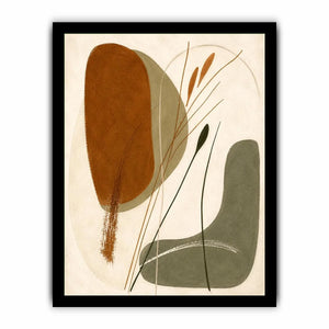 Earthy botanical abstract canvas art for Japandi living room and modern bedroom decor.