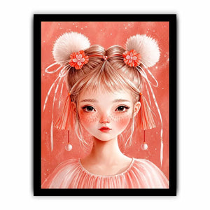 Pastel pink girl portrait canvas art for nursery or girls bedroom decor.