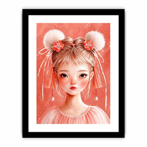 Pastel pink girl portrait canvas art for nursery or girls bedroom decor.