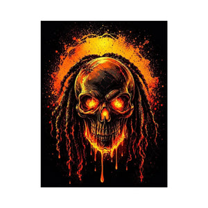Flaming skull graffiti canvas art for dramatic gaming room or man cave decor.