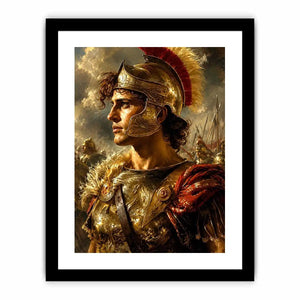 Ancient warrior portrait canvas art for luxury office and library decor.
