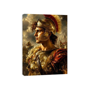 Ancient warrior portrait canvas art for luxury office and library decor.
