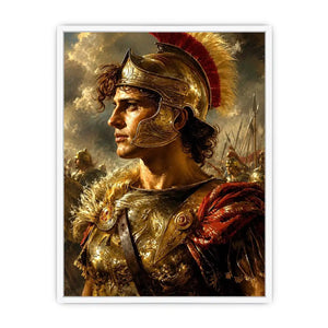 Ancient warrior portrait canvas art for luxury office and library decor.