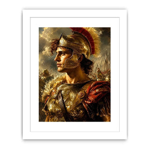 Ancient warrior portrait canvas art for luxury office and library decor.