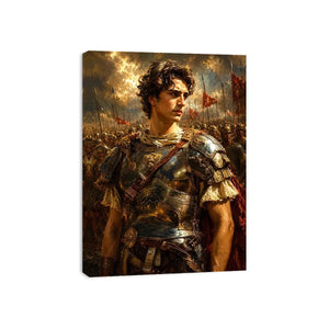 Ancient warrior battlefield canvas art for luxury office and living room decor.