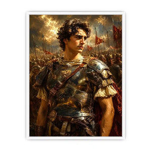 Ancient warrior battlefield canvas art for luxury office and living room decor.