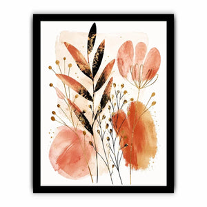 Modern botanical watercolor abstract leaves for stylish living room wall decor.