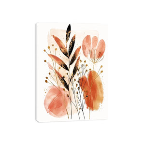 Modern botanical watercolor abstract leaves for stylish living room wall decor.