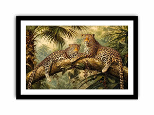 Luxury leopard jungle painting for stylish living room wall decor.