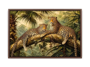 Luxury leopard jungle painting for stylish living room wall decor.