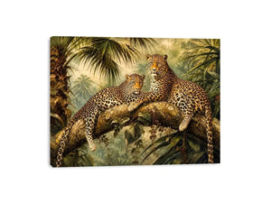 Luxury leopard jungle painting for stylish living room wall decor.