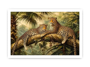 Luxury leopard jungle painting for stylish living room wall decor.