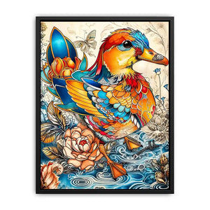 Colorful decorative duck illustration with floral patterns and intricate artistic details