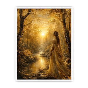 Golden Forest Gaze watercolor style canvas art for elegant modern home decor.
