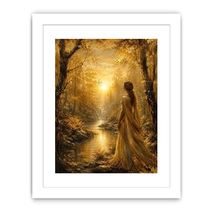 Golden Forest Gaze watercolor style canvas art for elegant modern home decor.