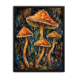 Celestial Mushroom Bloom watercolor style canvas art for elegant modern home decor.