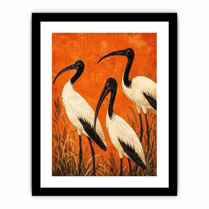 Crimson Ibis Trio watercolor style canvas art for elegant modern home decor.