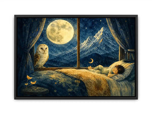 Alpine Moon Watch watercolor style canvas art for elegant modern home decor.