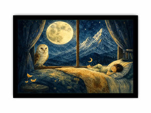 Alpine Moon Watch watercolor style canvas art for elegant modern home decor.