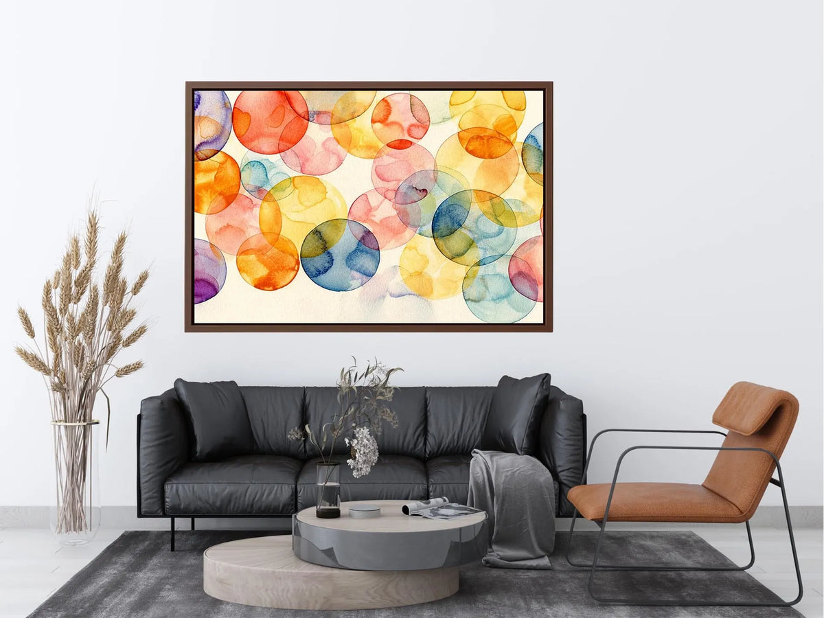 Pastel Circle Harmony watercolor style canvas art for elegant modern home decor.